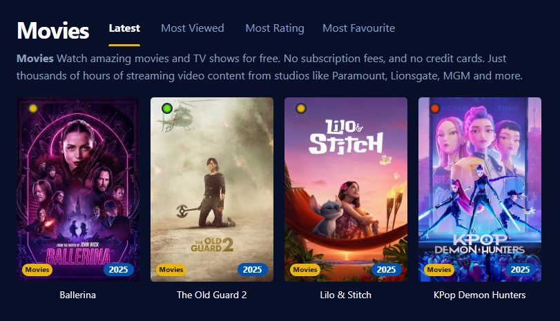 Display of the Cineb user look